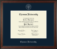 Chowan University diploma frame - Silver Embossed Diploma Frame in Studio