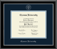 Chowan University Silver Embossed Diploma Frame in Onyx Silver
