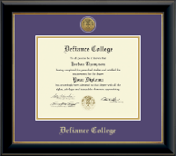 Defiance College Gold Engraved Medallion Diploma Frame in Onyx Gold