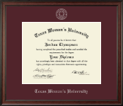 Texas Woman's University diploma frame - Silver Embossed Diploma Frame in Studio