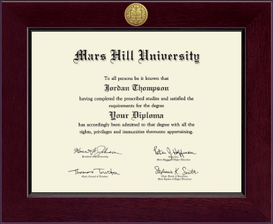 Mars Hill University diploma frame - Century Gold Engraved Diploma Frame in Cordova