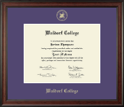 Waldorf College Gold Embossed Diploma Frame in Studio