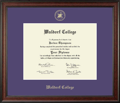 Waldorf College diploma frame - Gold Embossed Diploma Frame in Studio