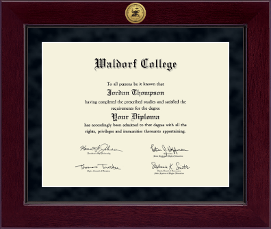 Waldorf College diploma frame - Millennium Gold Engraved Diploma Frame in Cordova