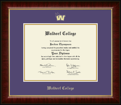 Waldorf College diploma frame - Gold Embossed Spirit Logo Diploma Frame in Murano