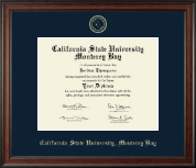 California State University Monterey Bay Gold Embossed Diploma Frame in Studio