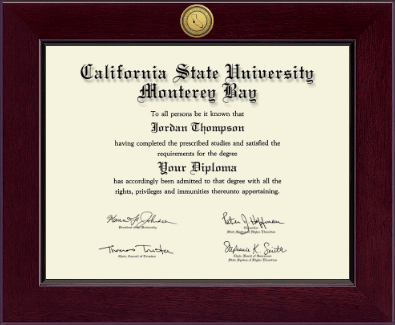 California State University Monterey Bay diploma frame - Century Gold Engraved Diploma Frame in Cordova