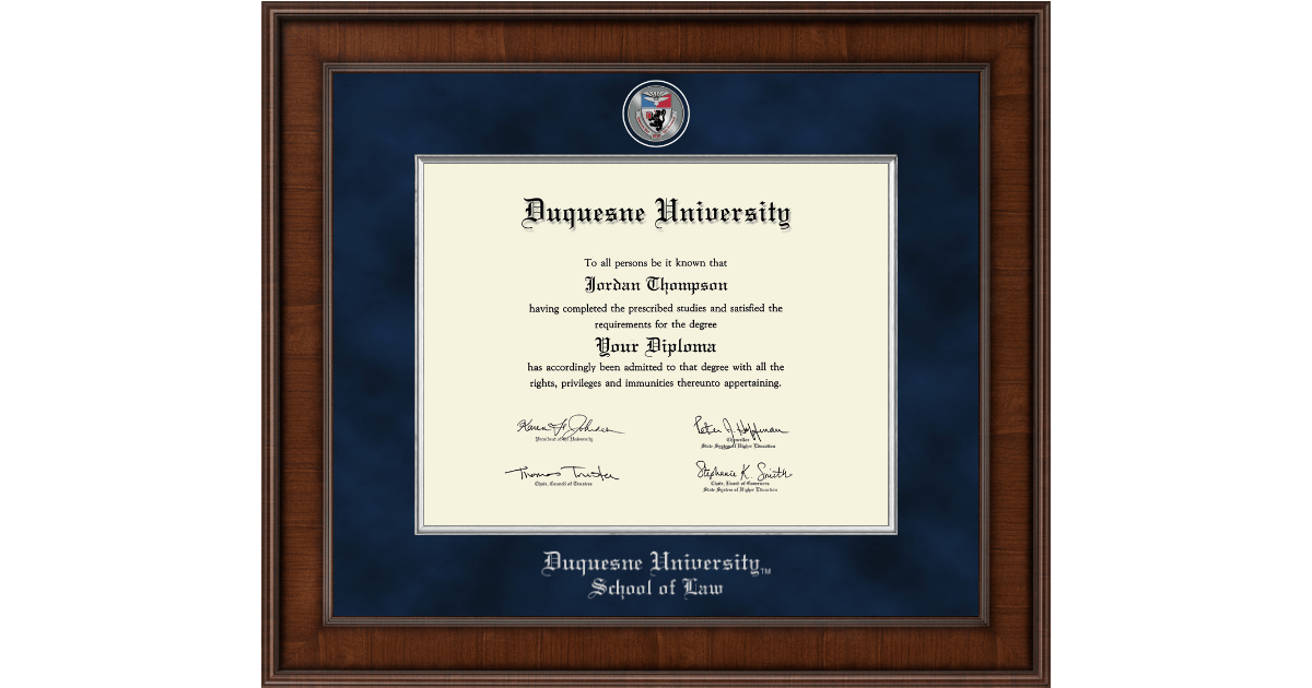 Duquesne School of Law Diploma Frames Church Hill Classics