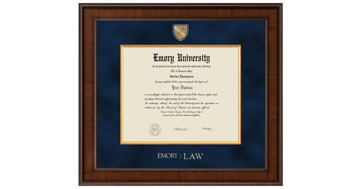 Emory School of Law Diploma Frames Church Hill Classics