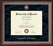 Celebration Frames University of Phoenix 8½ x 11 Mahogany Finish Infinity Diploma Frame with Tassel Box