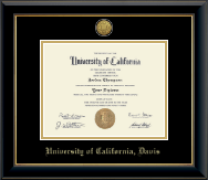 University of California Davis Gold Engraved Medallion Diploma Frame in Onyx Gold