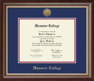 Hanover College Gold Engraved Medallion Diploma Frame in Hampshire