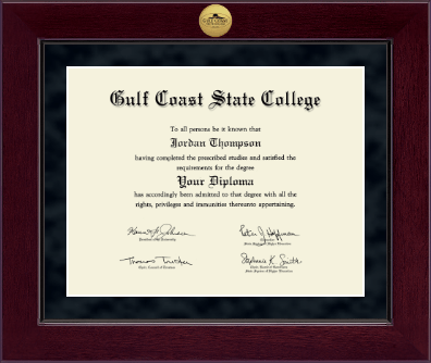 Gulf Coast State College diploma frame - Millennium Gold Engraved Diploma Frame in Cordova