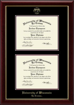 University of Wisconsin La Crosse diploma frame - Double Diploma Frame in Gallery