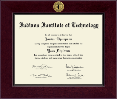 Indiana Institute of Technology diploma frame - Century Gold Engraved Diploma Frame in Cordova