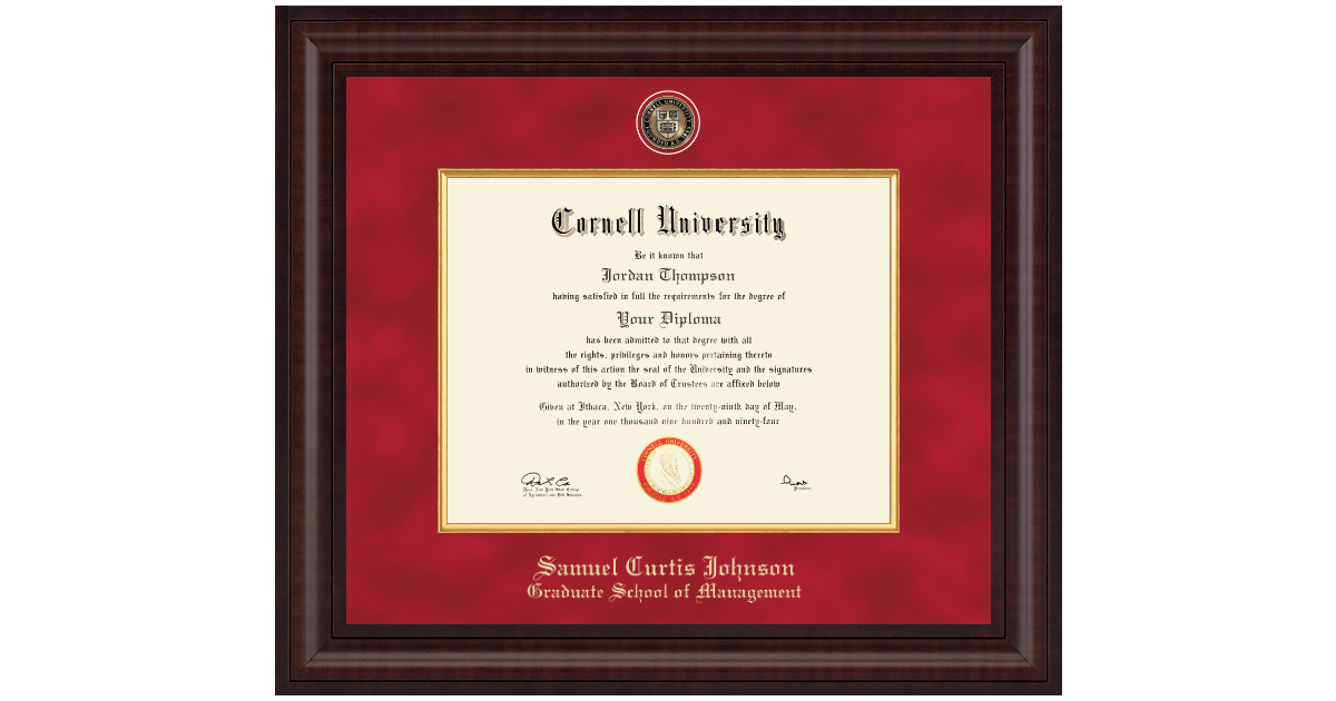 Cornell Graduate School of Management Diploma Frames