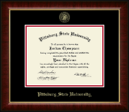 Pittsburg State University Gold Embossed Diploma Frame in Murano