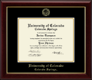 University of Colorado Colorado Springs Gold Embossed Diploma Frame in Gallery
