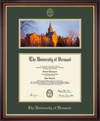 The University of Vermont diploma frame - Campus Scene Diploma Frame in Regency Gold