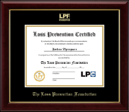 The Loss Prevention Foundation Gold Embossed Certificate Frame in Gallery