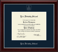 Yale Divinity School Silver Embossed Diploma Frame in Gallery Silver