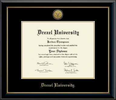 Drexel University diploma frame - Gold Engraved Medallion Diploma Frame in Onyx Gold
