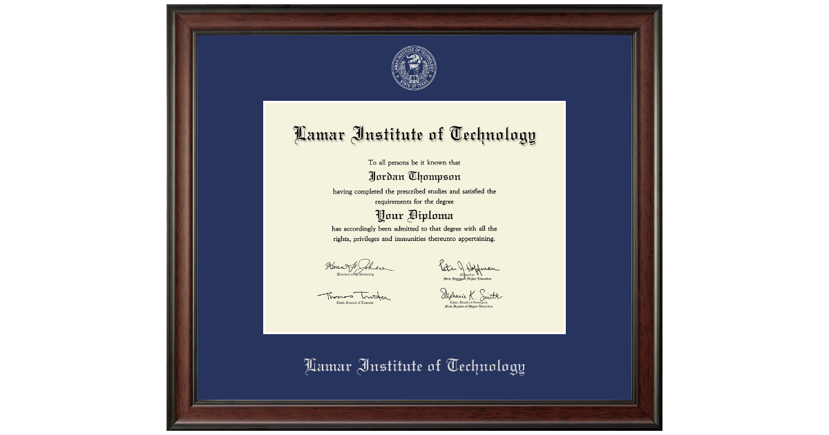 Silver Embossed Diploma Frame in Studio Lamar Institute of Technology Item 256598