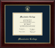 Macalester College Gold Embossed Diploma Frame in Gallery