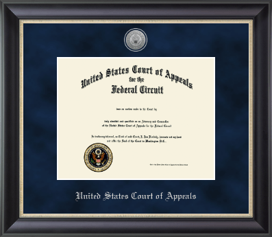 The United States Court of Appeals certificate frame - Silver Engraved Medallion Certificate Frame in Noir