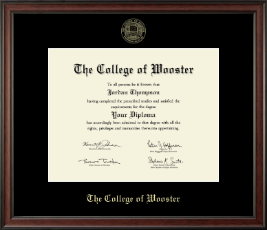 The College of Wooster diploma frame - Gold Embossed Diploma Frame in Studio