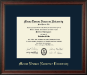 Mount Vernon Nazarene University Gold Embossed Diploma Frame in Studio