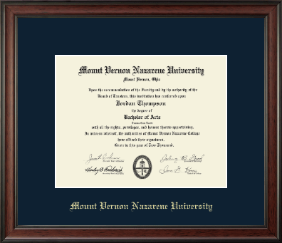 Mount Vernon Nazarene University diploma frame - Gold Embossed Diploma Frame in Studio