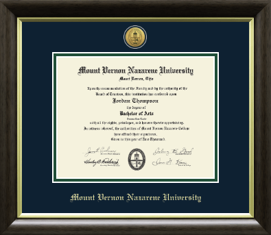 Mount Vernon Nazarene University diploma frame - Gold Engraved Medallion Diploma Frame in Hampshire