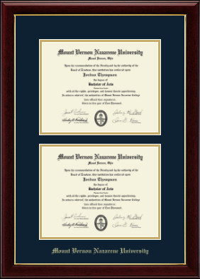Mount Vernon Nazarene University diploma frame - Double Diploma Frame in Gallery