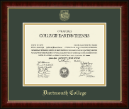 Dartmouth College Gold Embossed Diploma Frame in Murano