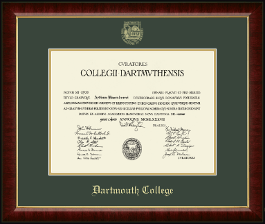 Dartmouth College diploma frame - Gold Embossed Diploma Frame in Murano