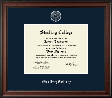 Sterling College diploma frame - Silver Embossed Diploma Frame in Studio