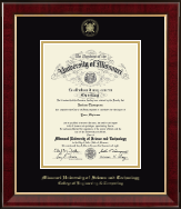 Missouri University of Science and Technology diploma frame - Gold Embossed Diploma Frame in Murano
