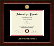 University of Phoenix Gold Engraved Medallion Diploma Frame in Murano