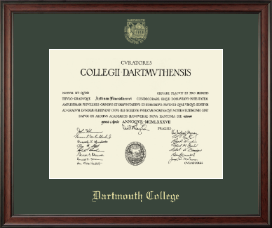 Dartmouth College diploma frame - Gold Embossed Diploma Frame in Studio