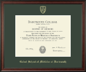 Dartmouth College Gold Embossed Diploma Frame in Studio