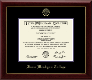 Iowa Wesleyan College Gold Embossed Diploma Frame in Gallery