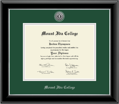Mount Ida College diploma frame - Silver Engraved Medallion Diploma Frame in Onyx Silver