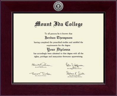 Mount Ida College diploma frame - Century Silver Engraved Diploma Frame in Cordova