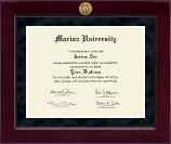 Marian University in Wisconsin diploma frame - Millennium Gold Engraved Diploma Frame in Cordova