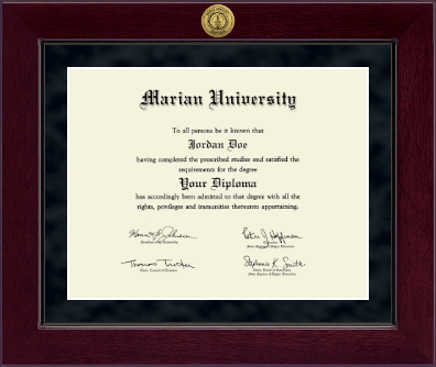 Marian University in Wisconsin diploma frame - Millennium Gold Engraved Diploma Frame in Cordova
