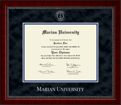 Marian University in Wisconsin diploma frame - Silver Embossed Diploma Frame in Sutton