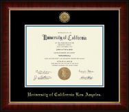 University of California Los Angeles Gold Engraved Medallion Diploma Frame in Murano