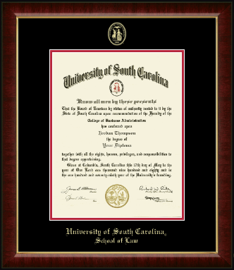 University of South Carolina School of Law diploma frame - Gold Embossed Diploma Frame in Murano