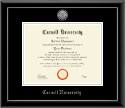 Cornell University Silver Engraved Medallion Diploma Frame in Onyx Silver